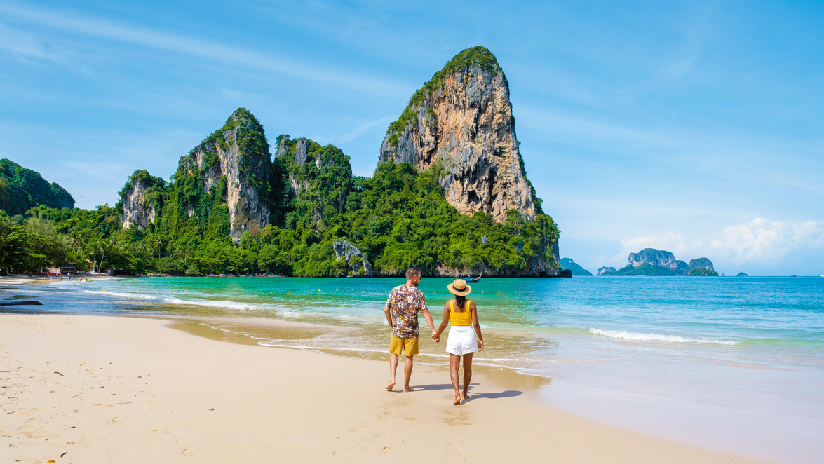 Railay beach Krabi Thailand, tropical beach of Railay Krabi,