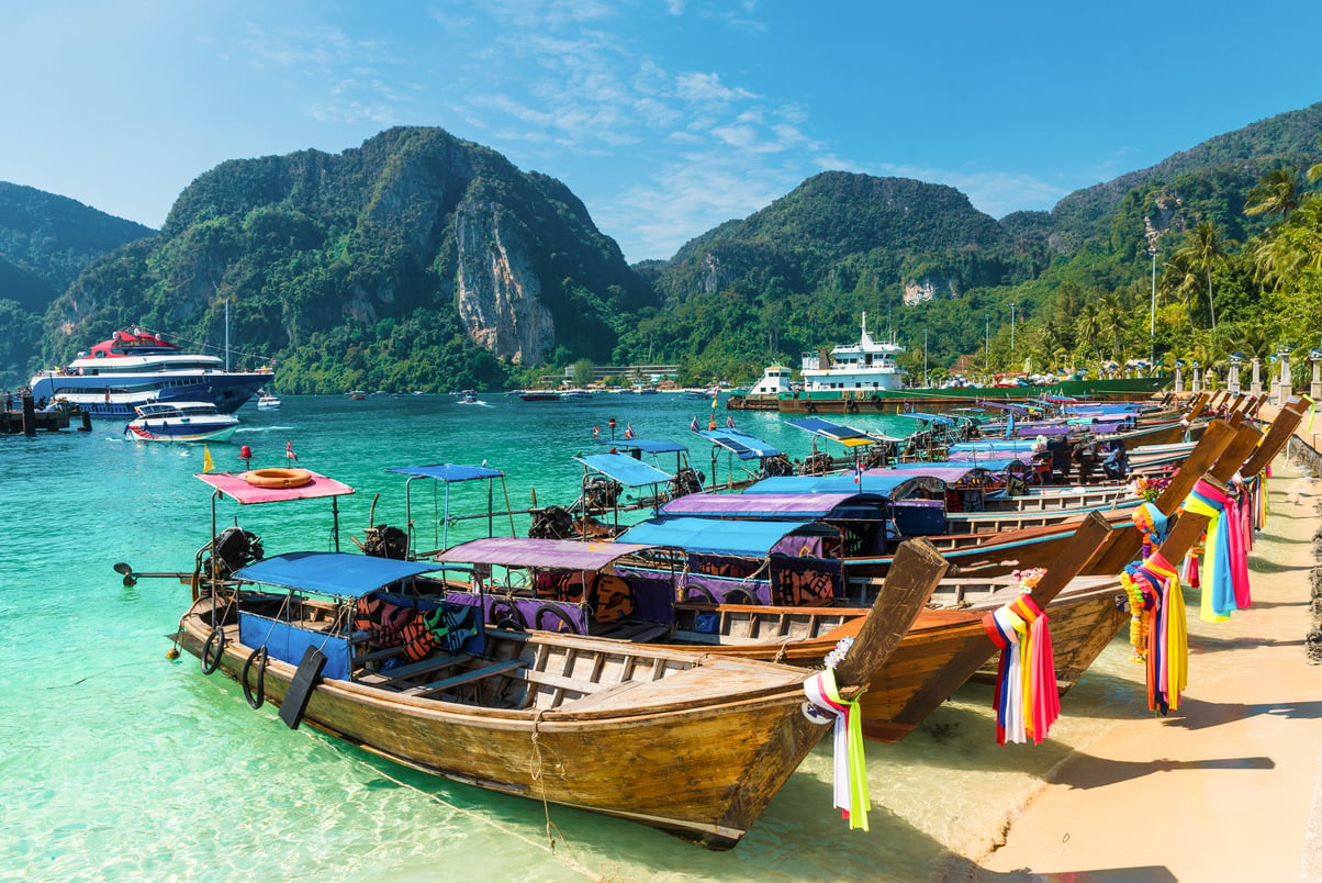 Harbor on Ton Sai Bay,  Phi Phi Islands,  Andaman Sea, Thailand